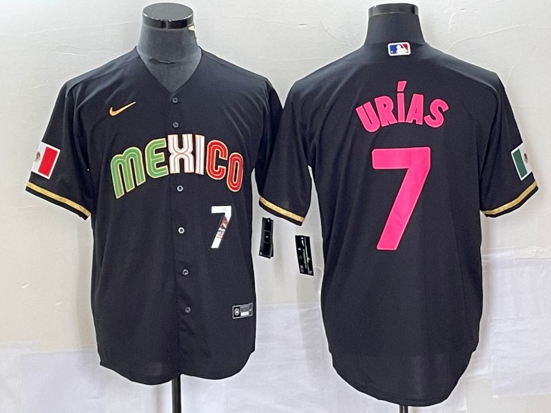 Men 2023 World Cub Mexico 7 Urias Black pink Nike MLB Jersey
